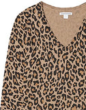 Camel Heather Animal Print Women's Classic-fit Lightweight Long-sleeve V-neck Jumper - Ae Store | Women's Jumpers