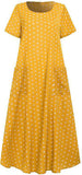 Yellow Summer Short Sleeve Long Dress Fancy Cocktail Dress Party Elegant Swing Dress Maxi A-line Dress - Amhomely | Women's Casual Dresses