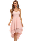 Spaghetti Straps V Neck Chiffon Short Wedding Dresses for Women  - Sara Clothes