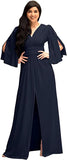 Dark Navy Blue Womens Long Bridesmaid Cocktail Evening Short Sleeve Maxi Dress Gown - KOH KOH | Women's Cocktail Dresses