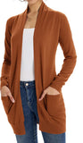Bronze Women Open Front Cardigan Sweaters Pockets Long Sleeve Shrugs - GRACE KARIN | Women's Cardigan