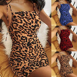 Leopard Print Sling Smocked Dress for Women Backless Beach Dress Casual Slim Cami Tunic Cocktail Party Dress | Original Brand