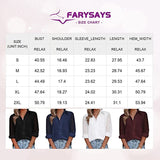 Brown Womens Button Down Shirts Long Sleeve V Neck Blouses Tops for Work - FARYSAYS | Women's Tops and Blouses