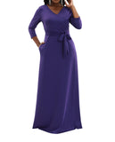 Purple Womens Casual Floral Print Long Maxi Dress Plus Size Plain Party Outfits - JTNFairy | Women's Casual Dresses