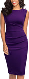 A-purple Women's Retro Ruffle Style Slim Work Pencil Dress - Miusol | Women's Cocktail Dresses