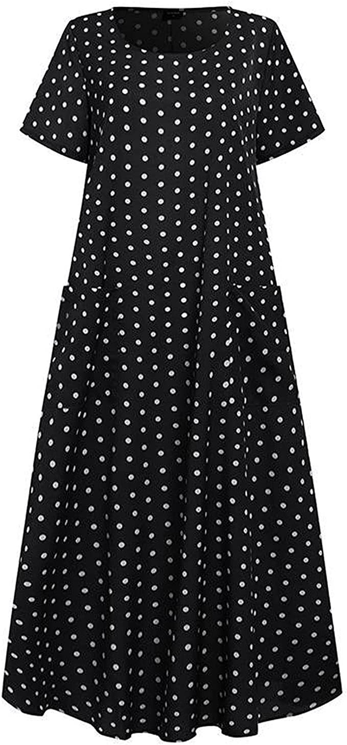 Black Summer Short Sleeve Long Dress Fancy Cocktail Dress Party Elegant Swing Dress Maxi A-line Dress - Amhomely | Women's Casual Dresses