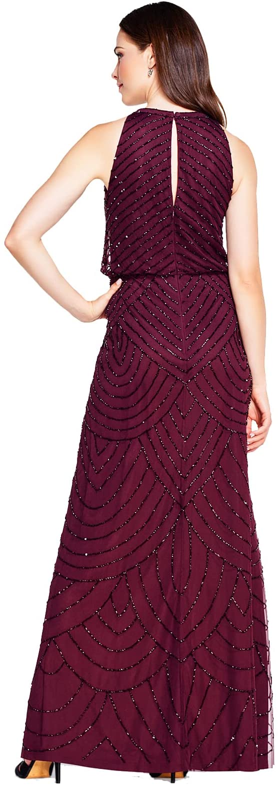 Cassis Women's Halter Art Deco Beaded Blouson Dress - Adrianna Papell | Women's Formal Dresses