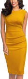 Yellow Women's Retro Ruffle Style Slim Work Pencil Dress - Miusol | Women's Cocktail Dresses