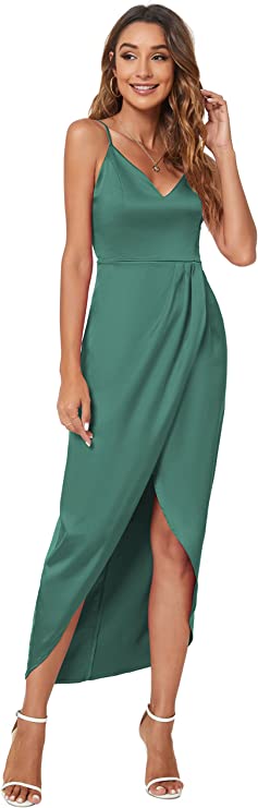 Deep Sea Women's Sexy V Neck Backless Maxi Dress Sleeveless Spaghetti Straps Cocktail Party Dresses - CMZ2018 | Women's Cocktail Dresses