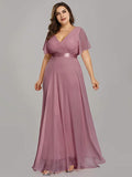 Orchid Women's Plus Size Double V-Neck Evening Party Maxi Dress - Ever-Pretty | Women's Formal Dresses