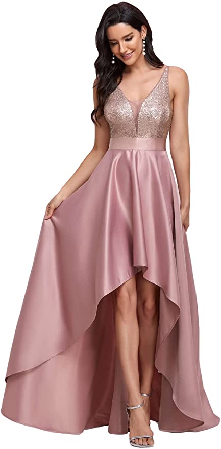 Orchid Women s V Neck A line High Low Party Dress Long Evening Dress Original Brand