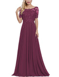 Chianti Women's Long Mother of The Bride Dresses with Sleeves Bateau Neck Beaded Chiffon Maxi Lace Formal Evening Gowns - Lover Kiss | Women's Formal Dresses