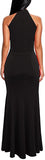Black Women's Elegant Chic Halter Neck Sleeveless Solid Stretchy Wedding Guest Mermaid Long Evening Dress - Berydress | Women's Formal Dresses