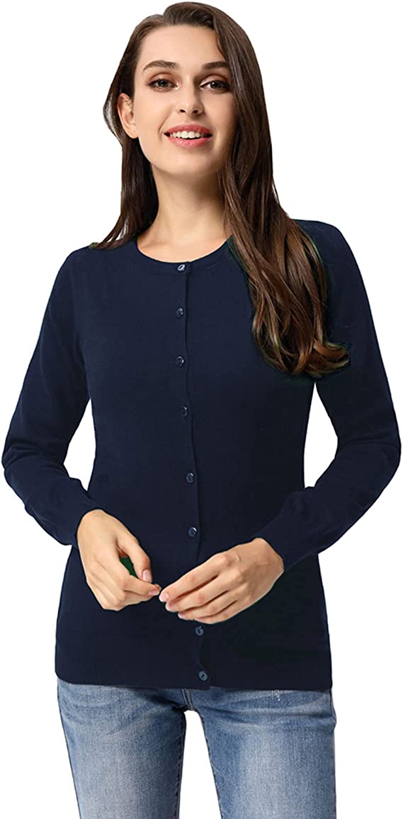 Black Women's Classic Long Sleeve Knit Cardigan Sweaters Casual Open Front Button Down Cardigan - GRACE KARIN | Women's Cardigan