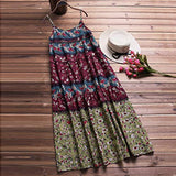 Women's Casual Dresses Stylish Loose Sleeveless Floral Printed Daily Cotton Linen Long A-Line Dress | Original Brand