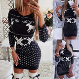 Women's Dresses, Ladies Christmas Print Casual Dress Sweater Retro Skirt Evening Dress | Original Brand | Women's Work Dresses