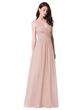 Women's Double V-Neck Floor-Length Bridesmaid Dress  - Sara Clothes