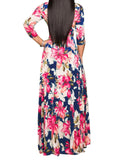 Blue Lilly Womens Casual Floral Print Long Maxi Dress Plus Size Plain Party Outfits - JTNFairy | Women's Casual Dresses