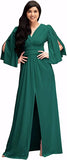 Emerald Green Womens Long Bridesmaid Cocktail Evening Short Sleeve Maxi Dress Gown - KOH KOH | Women's Cocktail Dresses