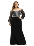 Plus Women's Cold Shoulder Sequin Dress Mermaid Plus Size Evening Dress  - Sara Clothes