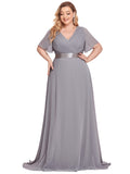 Women's Plus Size Double V-Neck Evening Party Maxi Dress - Sara Clothes