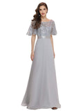 Women's Embroidery Maxi Party Dress Chiffon Evening Dress  - Sara Clothes