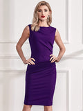 A-purple Women's Retro Ruffle Style Slim Work Pencil Dress - Miusol | Women's Cocktail Dresses