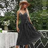 Ladies Dot Print Long Sleeve V-Neck Casual Sundress Dress Bodycon Dress Office Wear for Casual Club Cocktail Evening Gowns Work UK Size 8-26 | Women's Work Dresses