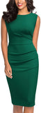 Dark Green Women's Retro Ruffle Style Slim Work Pencil Dress - Miusol | Women's Cocktail Dresses