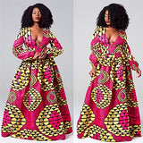 Ladiess V-Neck Print Long Sleeve Loose Dress Evening Party Beach Long Dress UK Size Evening Gowns Work Maxi Dress Party | Women's Work Dresses