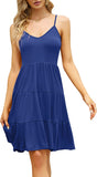 Navy Blue Summer Casual Dress Sexy Sleeveless Beach Dress Swing A Line Strap Sundresses - Clearlove | Women's Casual Dresses