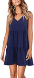Navy Sleeveless Women Summer Tunic Dress V Neck Casual Loose Flowy Swing Shift Dresses - Amoretu | Women's Casual Dresses