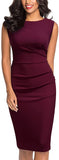 Burgundy Women's Retro Ruffle Style Slim Work Pencil Dress - Miusol | Women's Cocktail Dresses