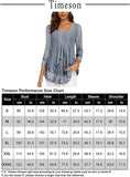 Peacock Blue Women's Casual 3/4 Sleeve Tunic Tops Floral Double Layers Blouses Loose Fit Pleated Mesh Shirts - Timeson | Women's Tops and Blouses