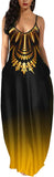 Exotica Gold Womens Casual Sleeveless Plus Size Loose Plain Long Maxi Dress with Pockets - Wolddress | Women's Casual Dresses