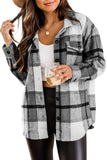 Grey Womens Casual Plaid Shacket Wool Blend Button Down Long Sleeve Shirt Fall Jacket Shackets - AUTOMET | Women's Tops and Blouses