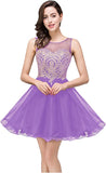 Lavender Women's Cocktail Dresses Crystals Applique Short Prom Dresses - MisShow | Women's Cocktail Dresses