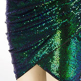 Women's Sexy Sequin Sparkly Glitter Ruched Party Club Dress Spaghetti Straps Wrap V-Neck Bodycon Dress