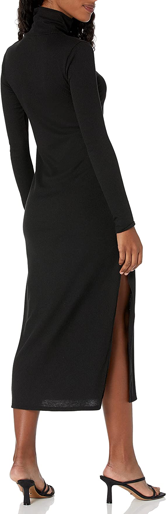 Black Women's Long Sleeve Turtleneck Ribbed Maxi Dress - Wild Meadow | Women's Casual Dresses