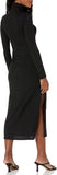 Black Women's Long Sleeve Turtleneck Ribbed Maxi Dress - Wild Meadow | Women's Casual Dresses