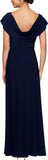Eggplant Women's Long Cowl Neck A-line Dress - Alex Evenings | Women's Formal Dresses