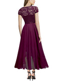 Light Purple Ladies Retro V-Neck Lace Ruffle Design Formal Party Maxi Dress - MIUSOL | Women's Evening Gowns