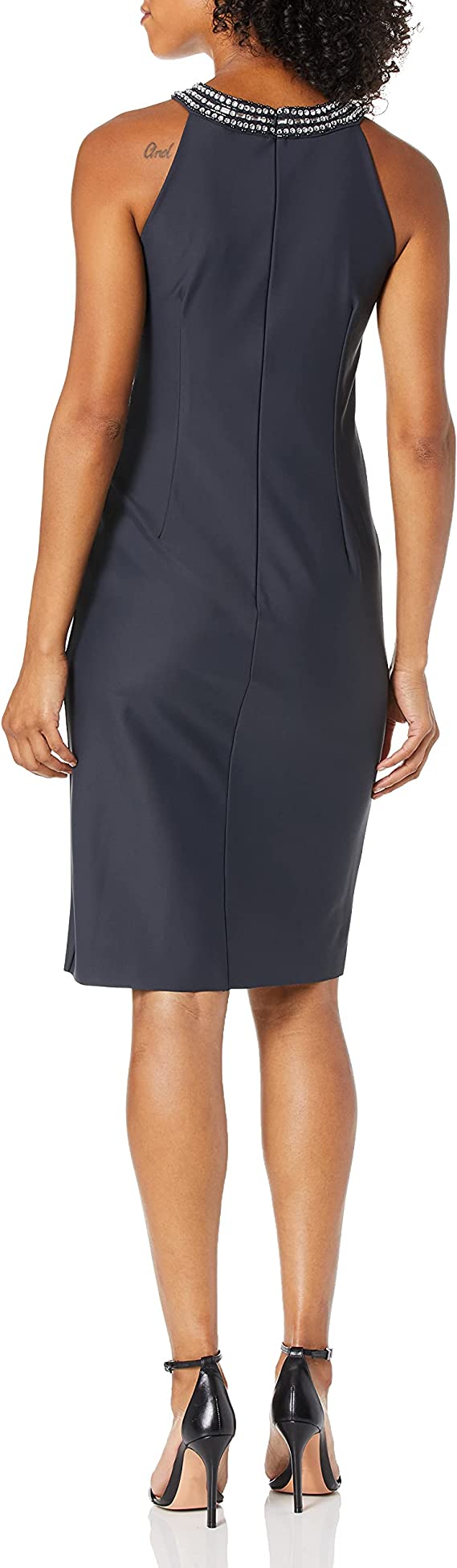 Aubergine Women's Short Sheath Slimming Stretch Halter Neck Dress - Alex Evenings | Women's Club Dresses