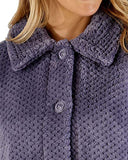 Ladies Soft Waffle Fleece Bed Button Up Collar House Coat (3 Colours)