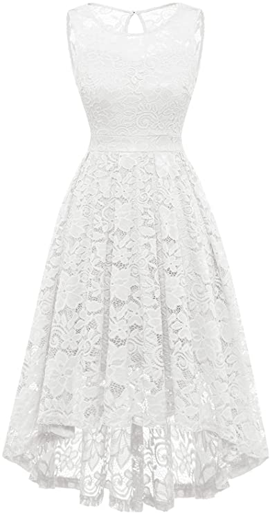 White Women Lace Classic Dress - Gardenwed | Women's Formal Dresses