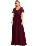 Women's A-Line Sweetheart Illusion Embroidered Maxi Party Evening Dress  - Sara Clothes