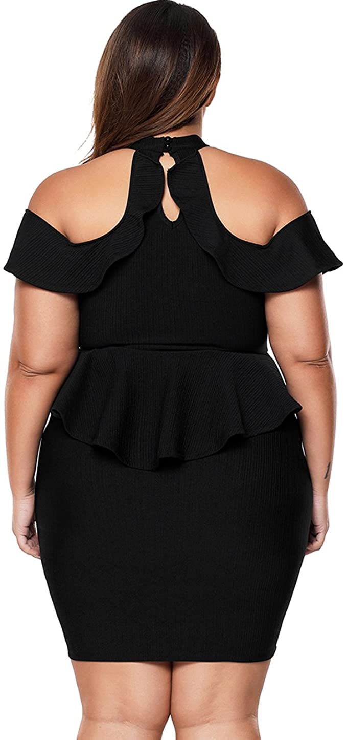 Cold shoulder outlet peplum dress