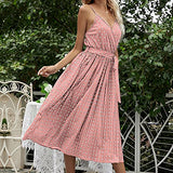 Ladies Dot Print Short Sleeve V-Neck Casual Sundress Dress Bodycon Dress Office Wear for Casual Club Cocktail Evening Gowns Work UK Size 8-26 | Women's Work Dresses