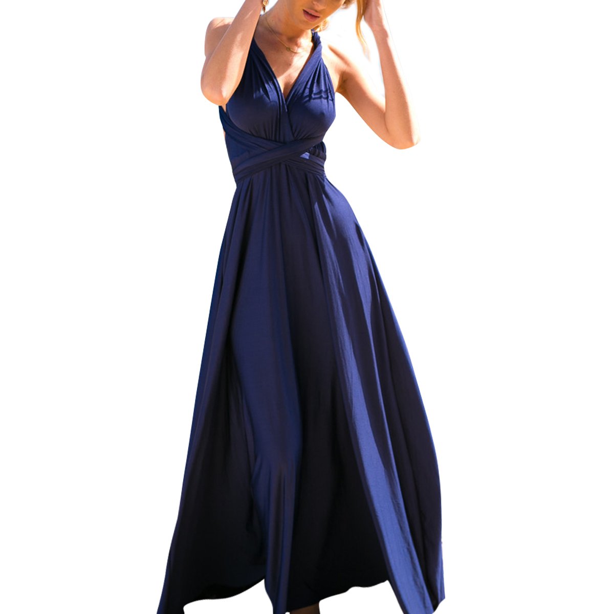 Navy Blue Women Transformer Convertible Bridesmaid Maxi Dress Multi Wa Original Brand