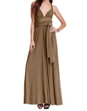 Brown Women Transformer Convertible Bridesmaid Maxi Dress Multi-Way Wrap Evening Dress Formal Wedding Party Long Dresses - OwlFay | Women's Formal Dresses